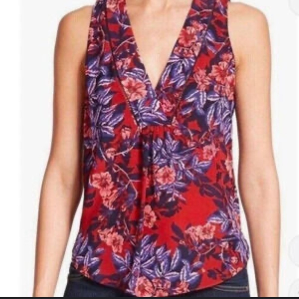 Rebecca Taylor Red Silk Floral Top size 4